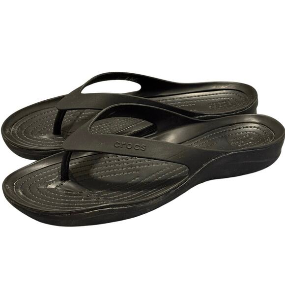 Crocs Swiftwater Flip Flops Thong Sandals - Women's Size 9, Black 204974 - Picture 1 of 4